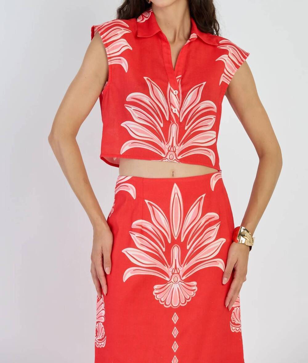 NEW BEYOND BY VERA alba crop top in palm springs rouge